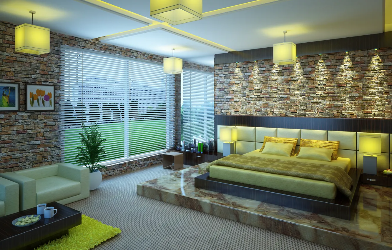 Photo wallpaper design, house, style, room, interior, apartment, 3ds max, bedroom