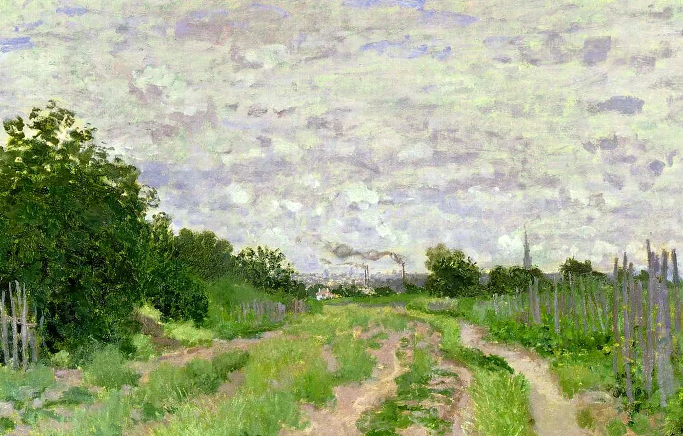 Photo wallpaper landscape, picture, Claude Monet, The road to the Vineyards at Argenteuil