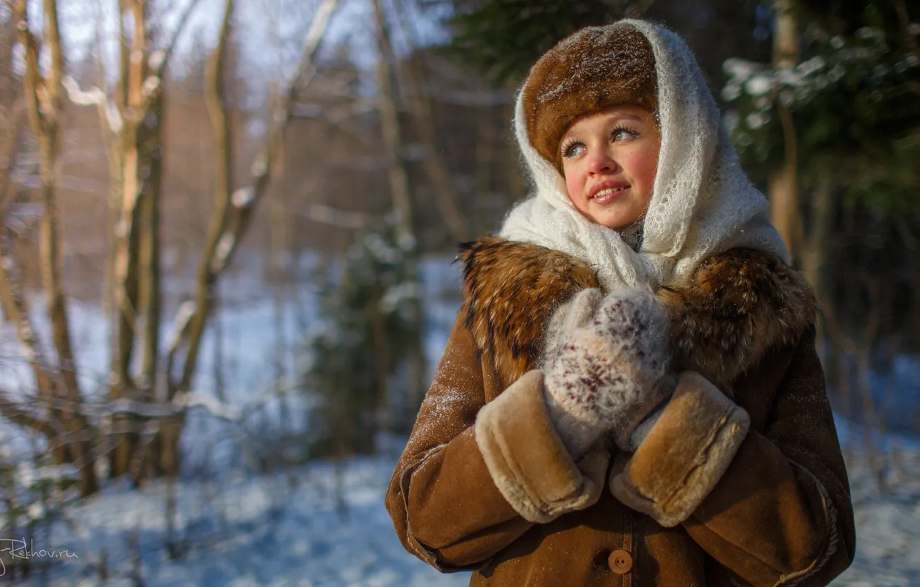 Photo wallpaper cold, winter, Sergey Rehob, Masha
