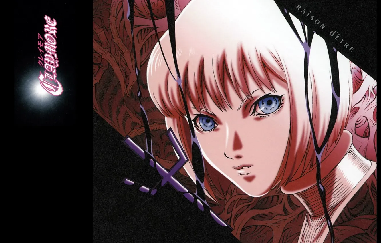 Photo wallpaper look, face, blue eyes, Claymore, bangs, Clare, by Norihiro Yagi