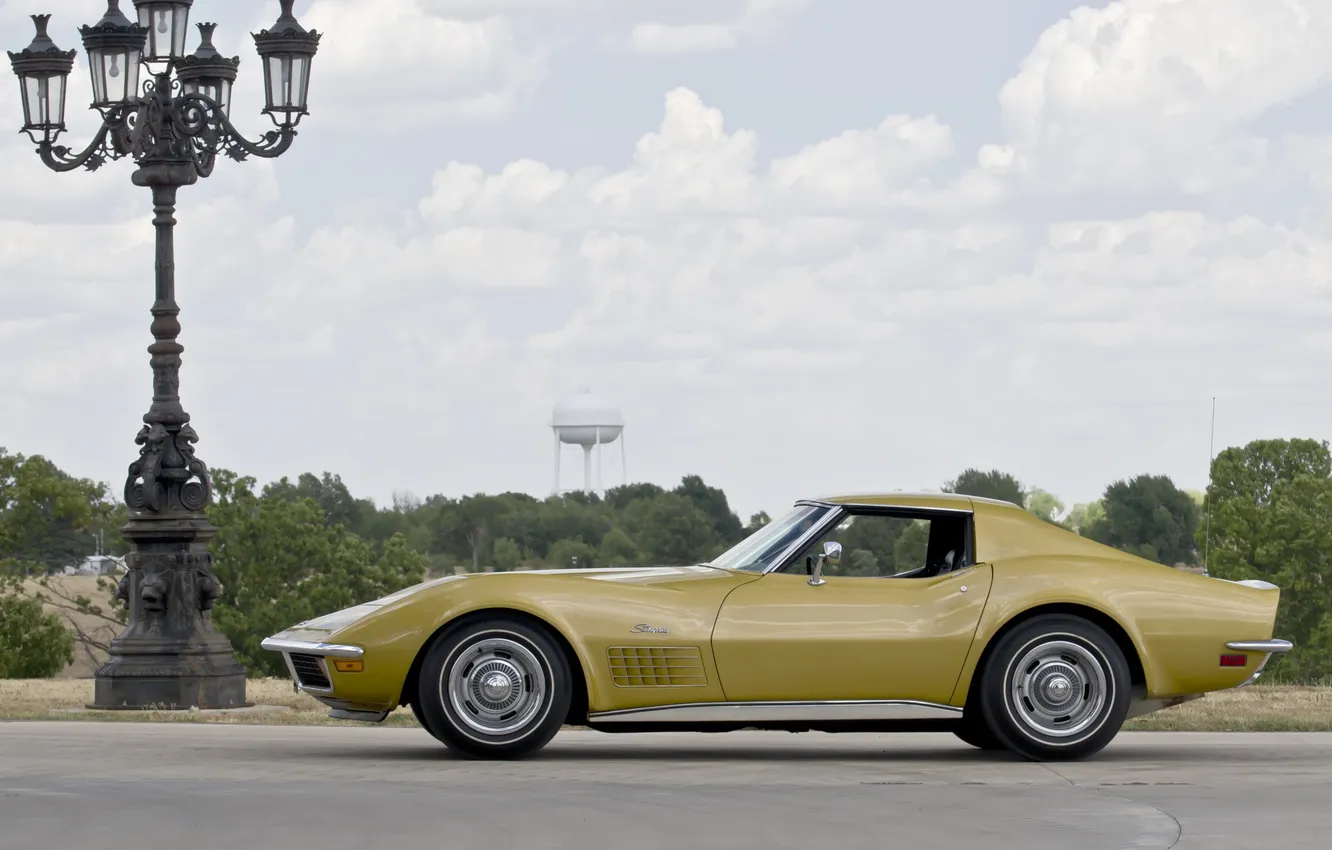 Photo wallpaper post, Corvette, Chevrolet, lantern, Chevrolet, side view, 1970, Corvette