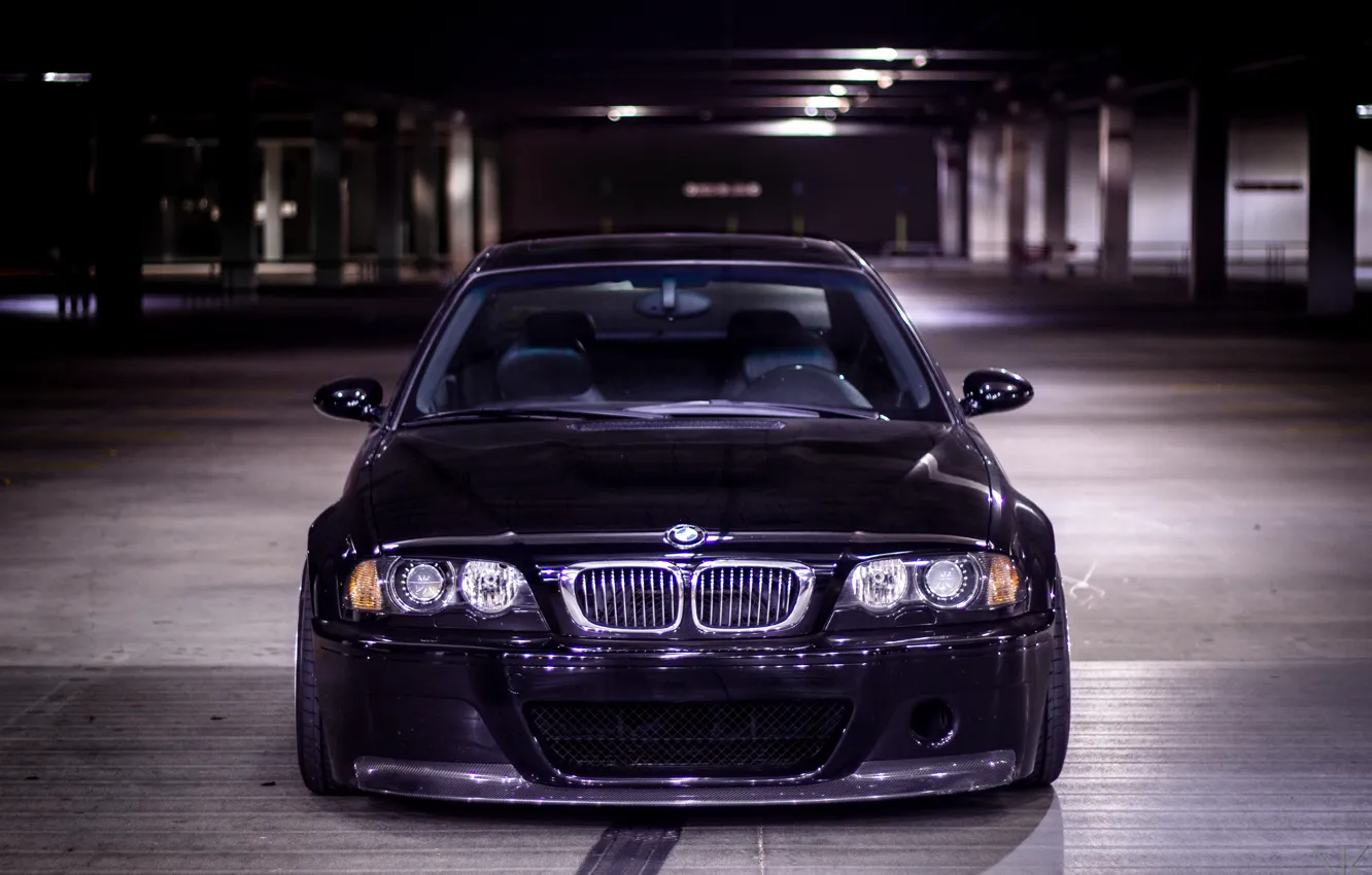Photo wallpaper BMW, E46, Parking, M3, Front view