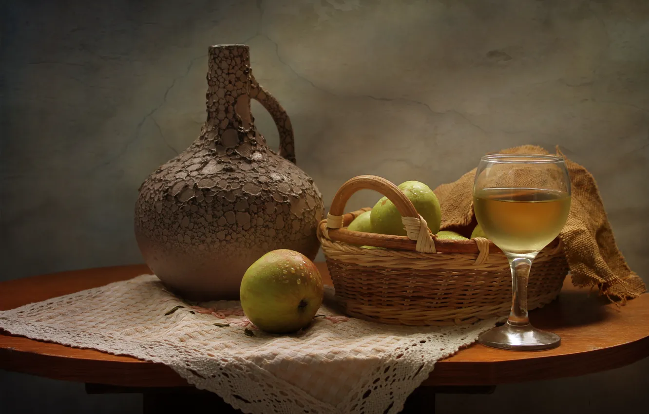 Photo wallpaper apples, glass, still life, Venom