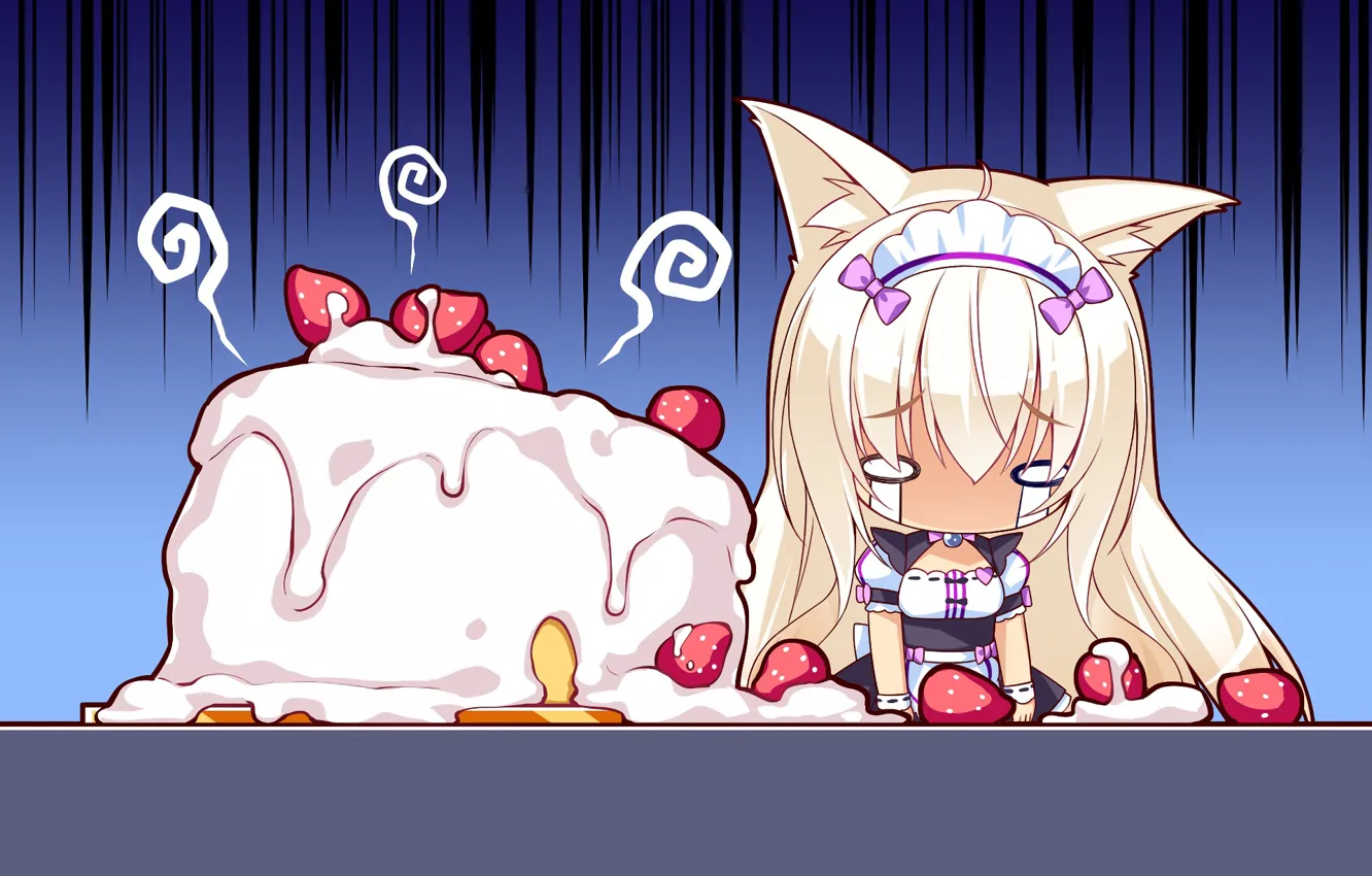 Photo wallpaper anime, girl, cake, baby, NekoPara