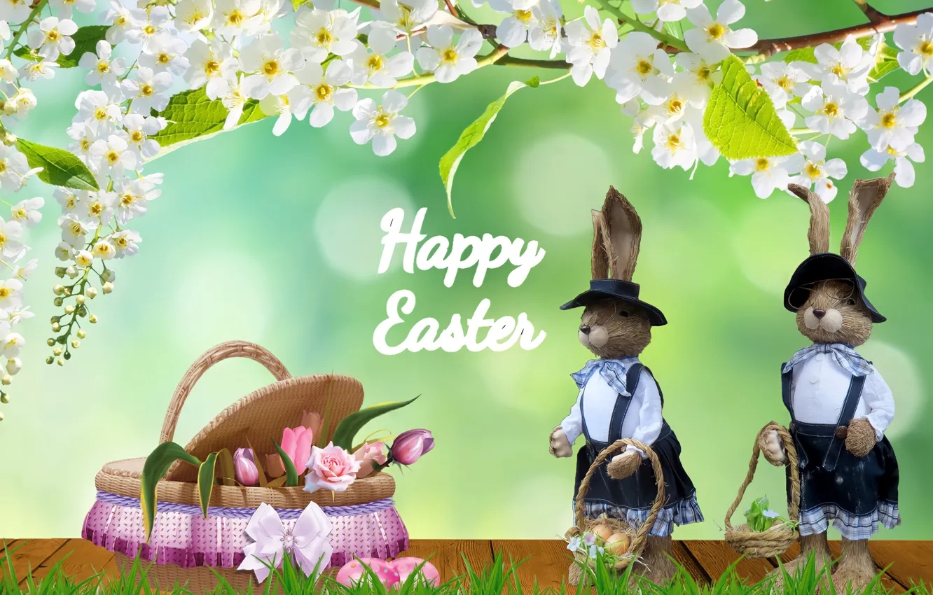 Photo wallpaper flowers, branches, rendering, holiday, the inscription, collage, clothing, toy