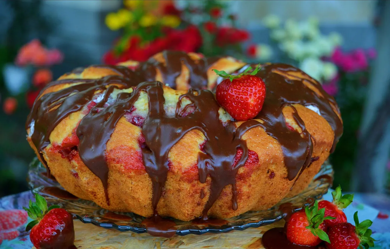 Photo wallpaper strawberry, pie, sweets