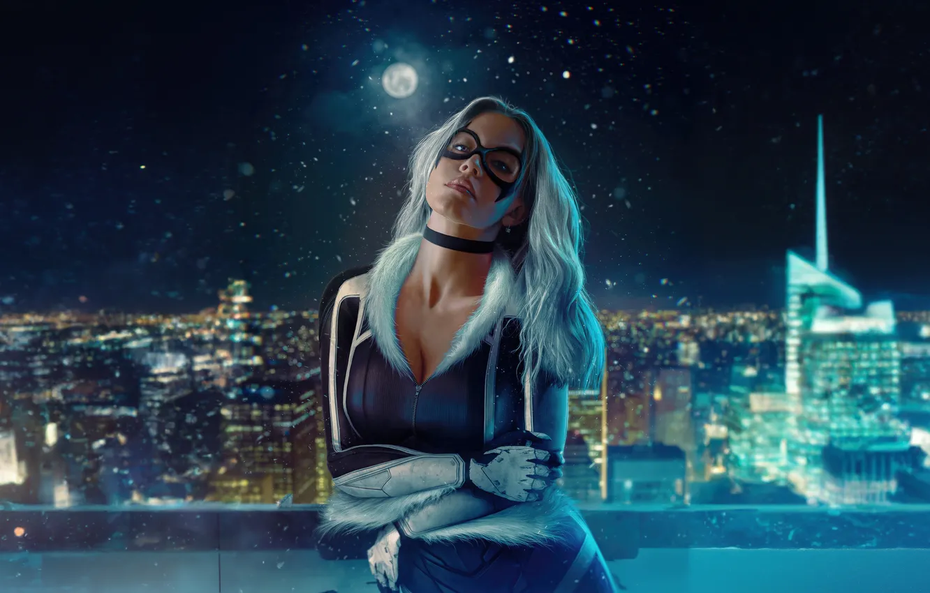 Photo wallpaper cat, Sydney Sweeney, x-black