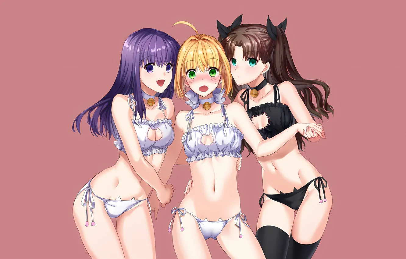 Photo wallpaper sexy, lingerie, Cameltoe, bra, Fate Stay Night, cleavage, panties, thighhighs