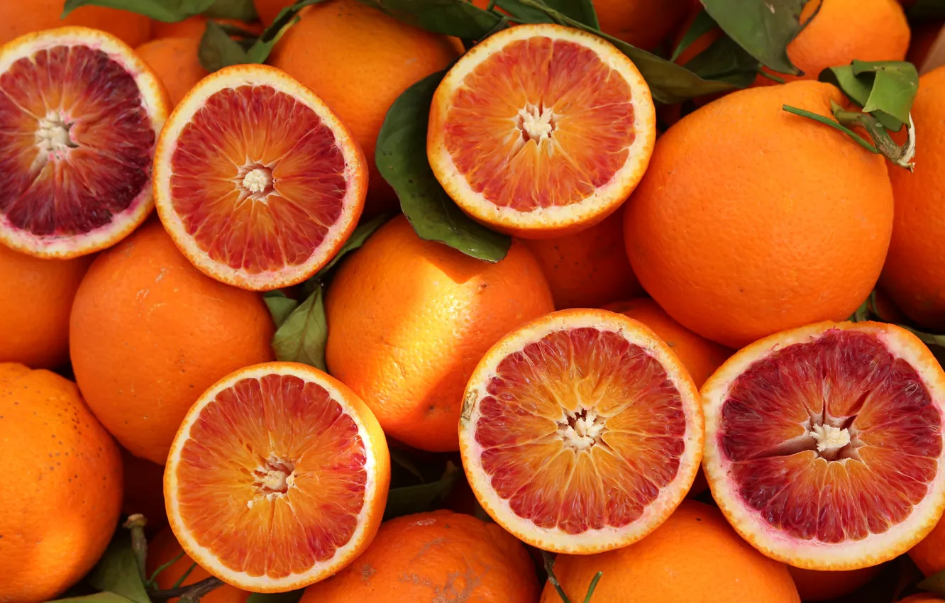 Photo wallpaper oranges, citrus, in half