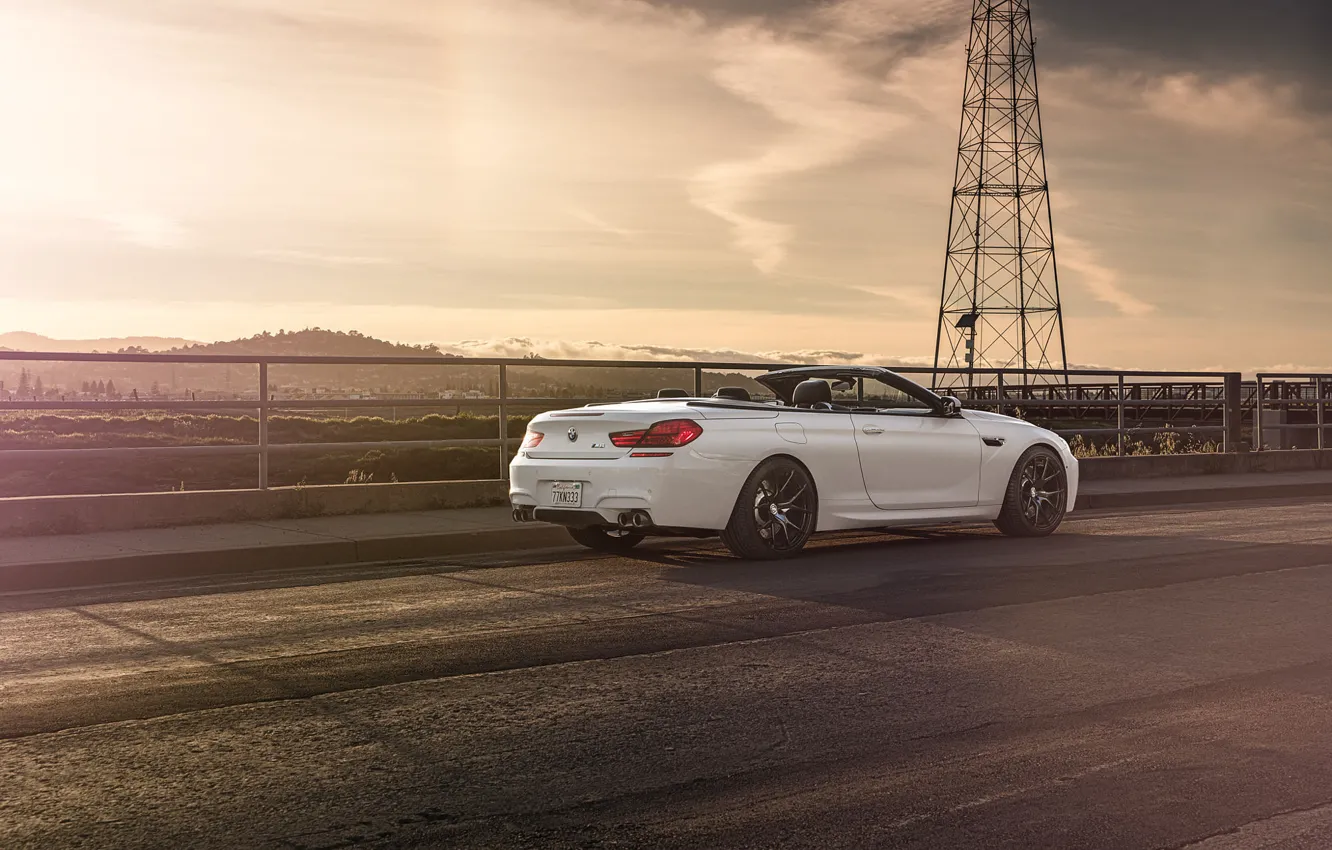 Photo wallpaper BMW, White, Forged, Convertible, Wheels, Rear, Strasse