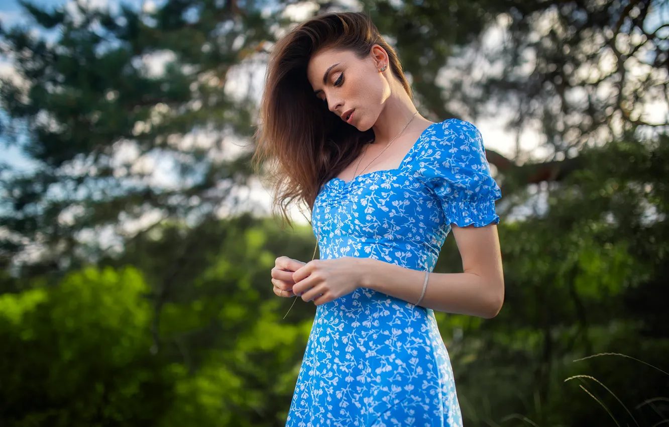 Photo wallpaper the sun, trees, hope, pose, model, portrait, makeup, figure