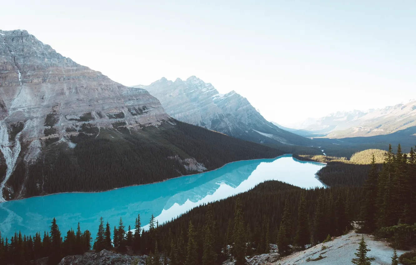 Photo wallpaper mountains, lake, paw, Canada, forest