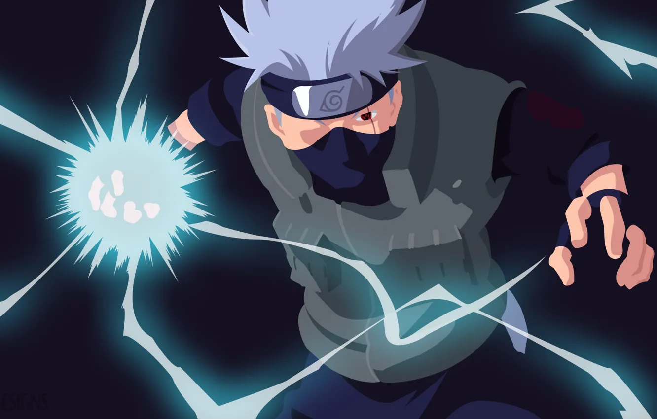 Photo wallpaper lightning, mask, male, Naruto, Kakashi Hatake