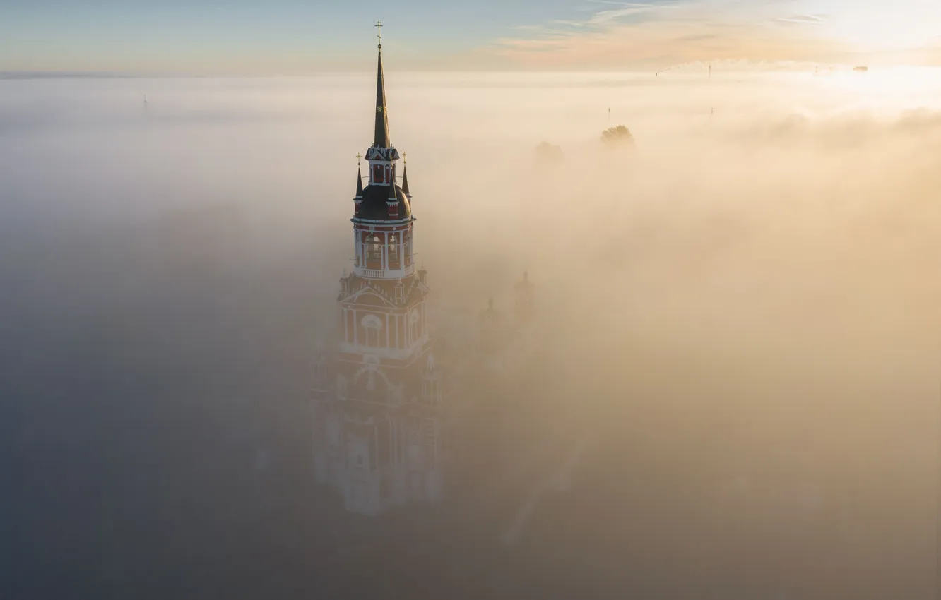 Photo wallpaper landscape, fog, Mozhaysk, Natalia Zakharova