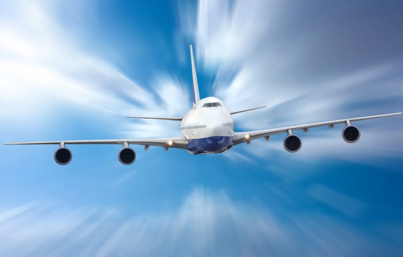 Photo wallpaper sky, clouds, plane