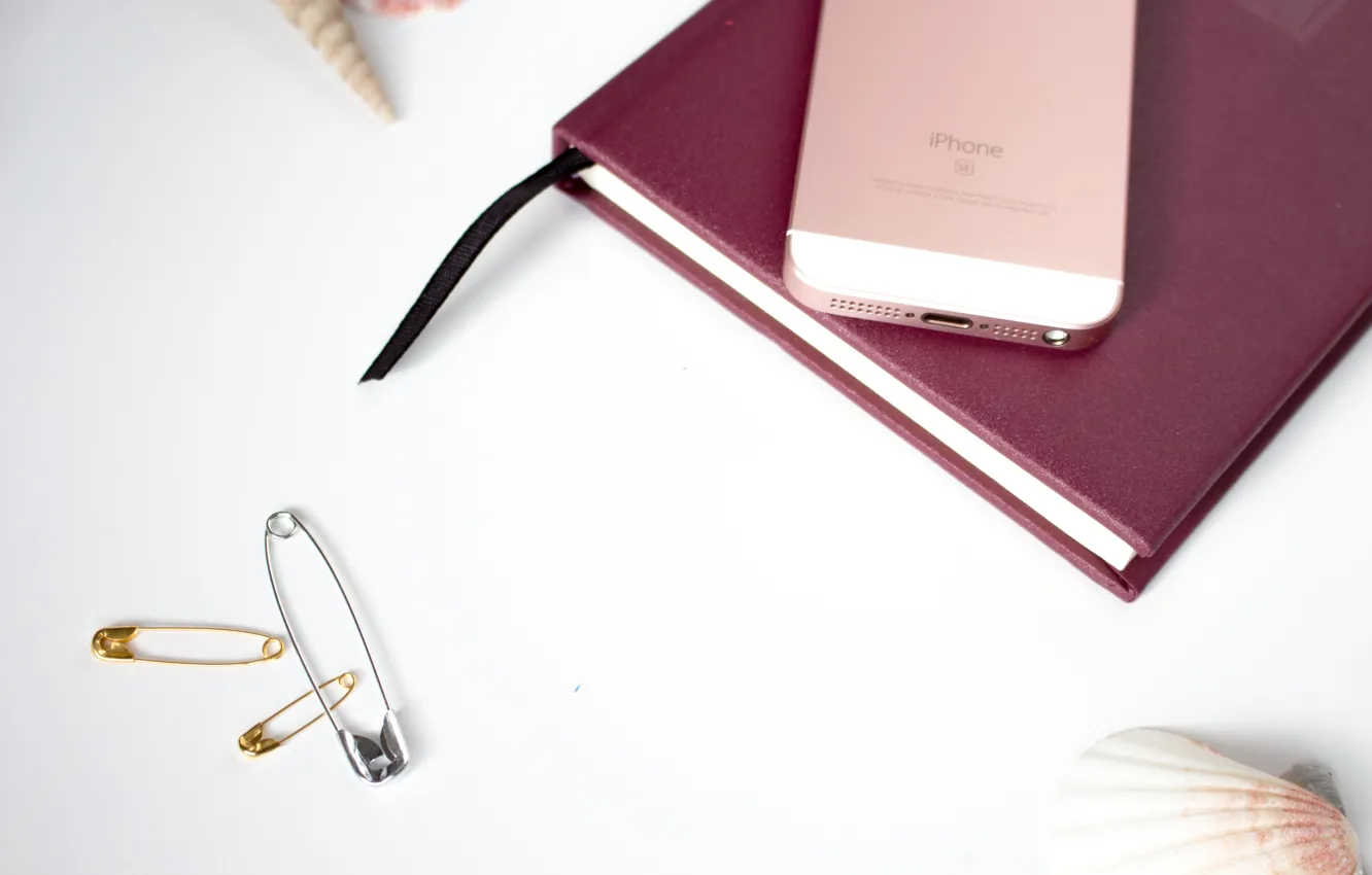 Photo wallpaper apple, Notepad, phone, shell, iphone, diary