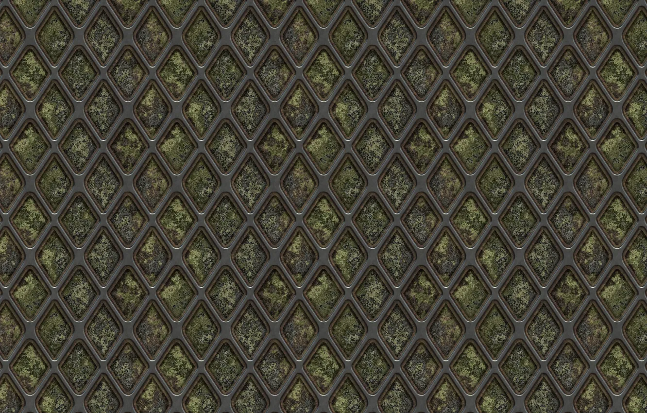 Photo wallpaper metal, background, mesh, texture, grille, corrosion, diamonds