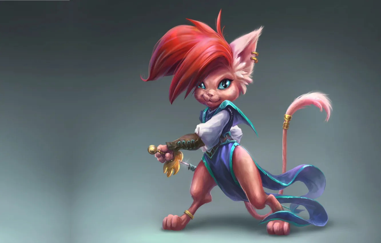 Photo wallpaper weapons, warrior, art, children's, kitty, Anna Anikeyka, Catty warrior