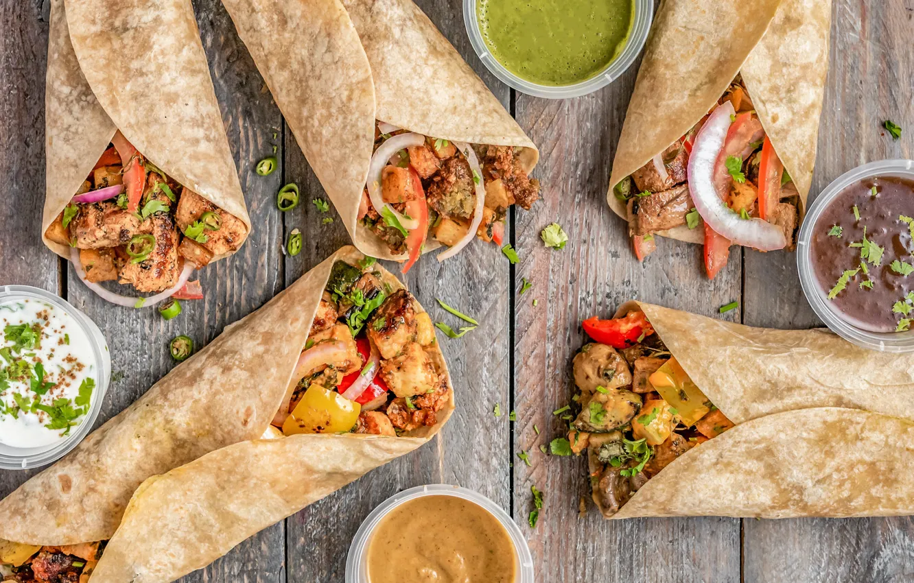 Photo wallpaper food, sauce, burrito