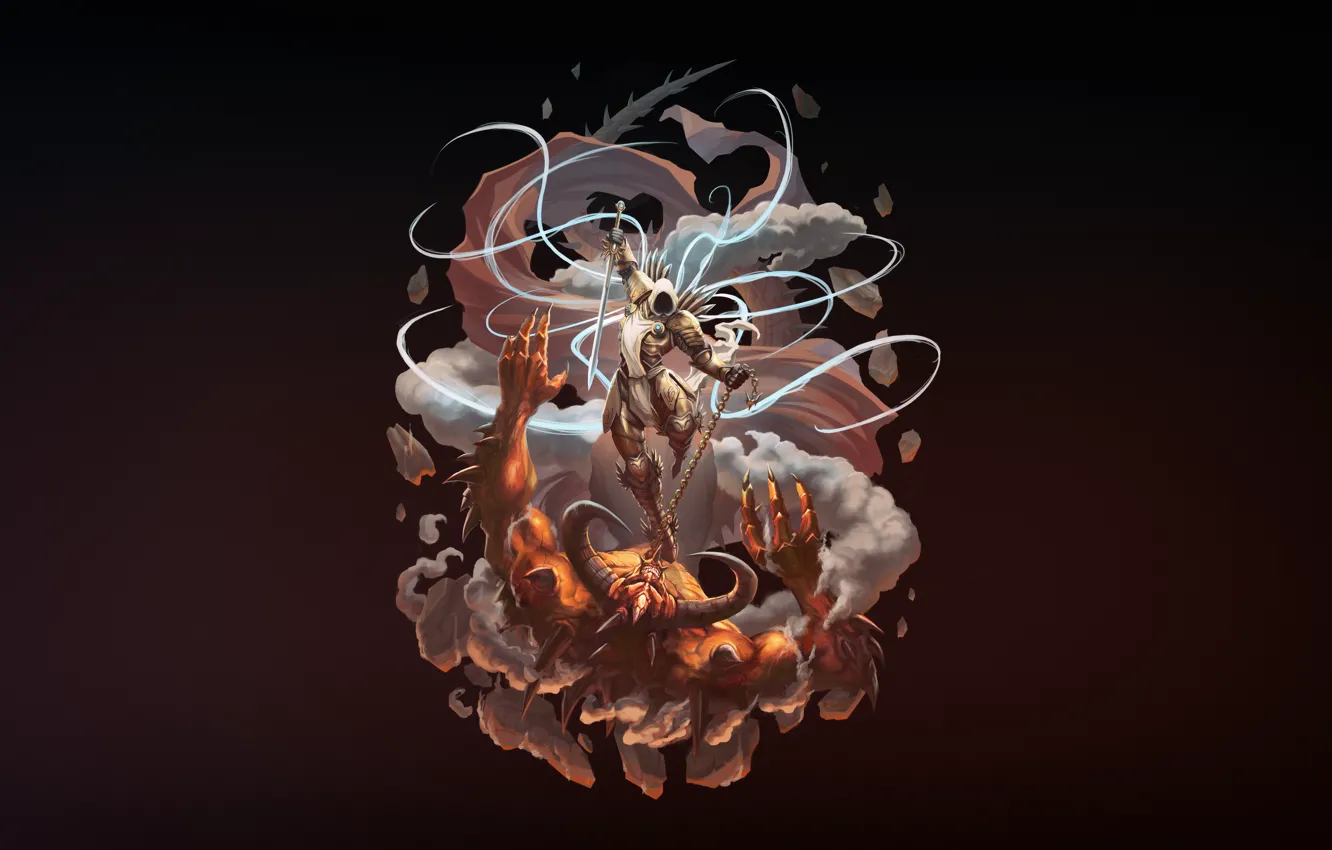 Photo wallpaper style, fiction, the game, wings, minimalism, angel, the demon, drop