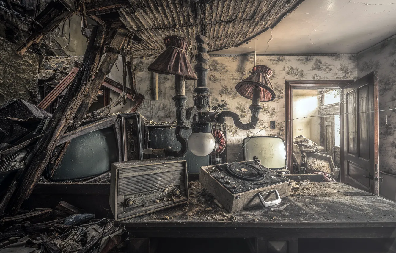 Photo wallpaper table, room, things