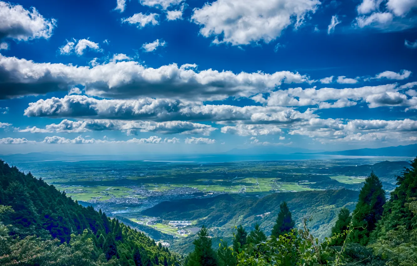 Photo wallpaper the sky, clouds, panorama
