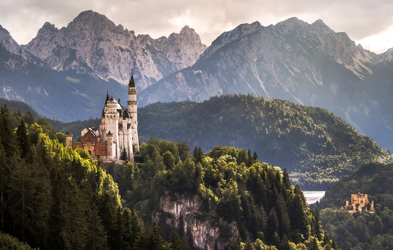 Photo wallpaper mountains, castle, Germany, Bayern, Germany, locks, Bavaria, Alps