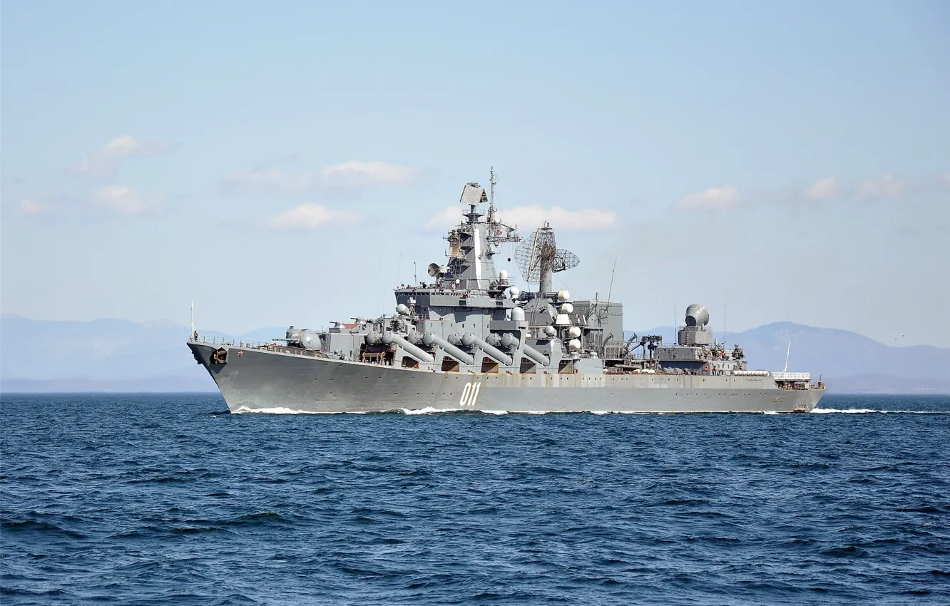 Photo wallpaper sea, cruiser, rocket, "Varyag"