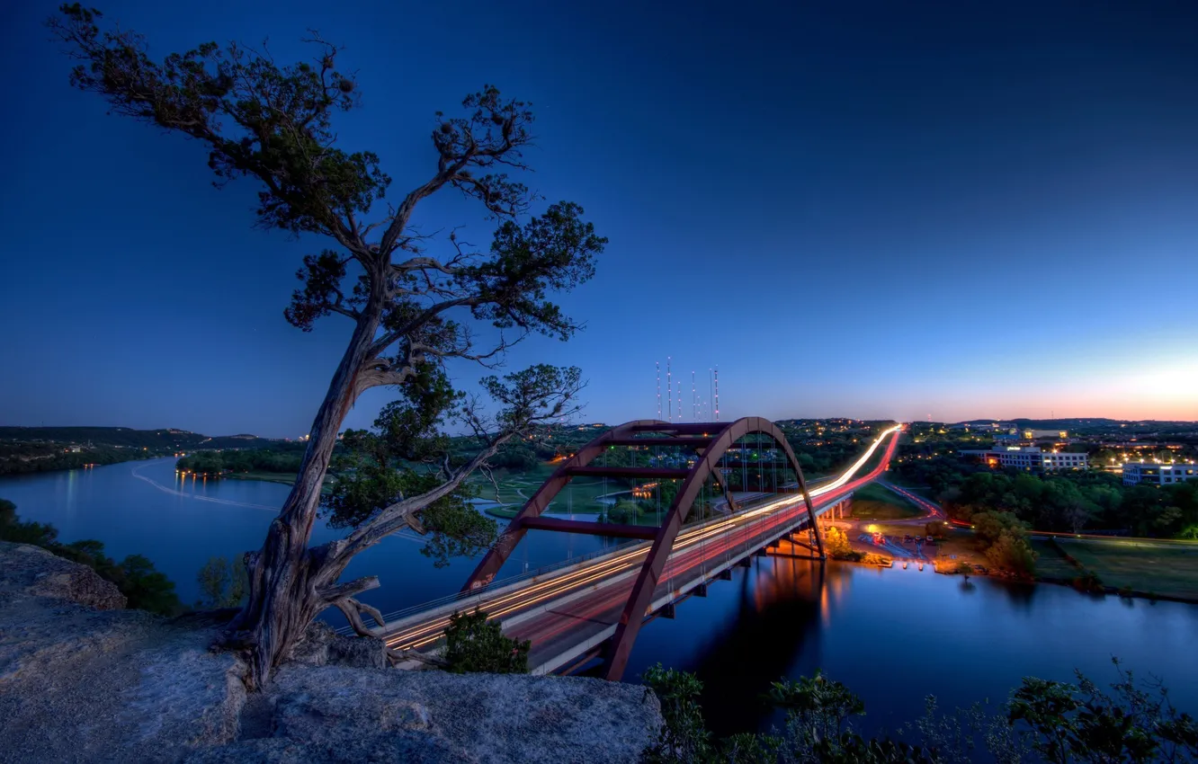 Photo wallpaper bridge, the city, river
