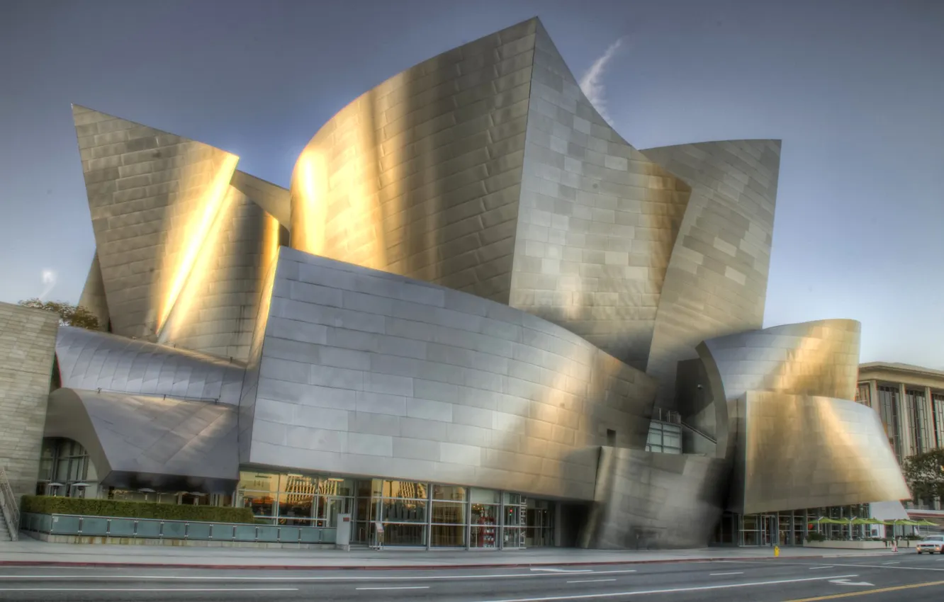 Photo wallpaper the sky, street, hdr, USA, Los Angeles, Walt Disney Concert Hall