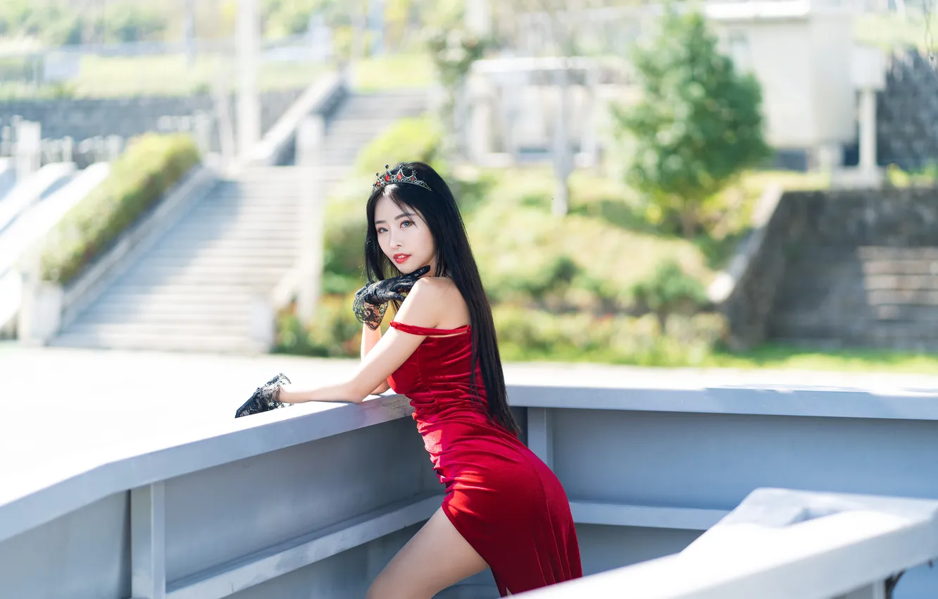 Photo wallpaper look, the sun, landscape, sexy, pose, model, portrait, makeup