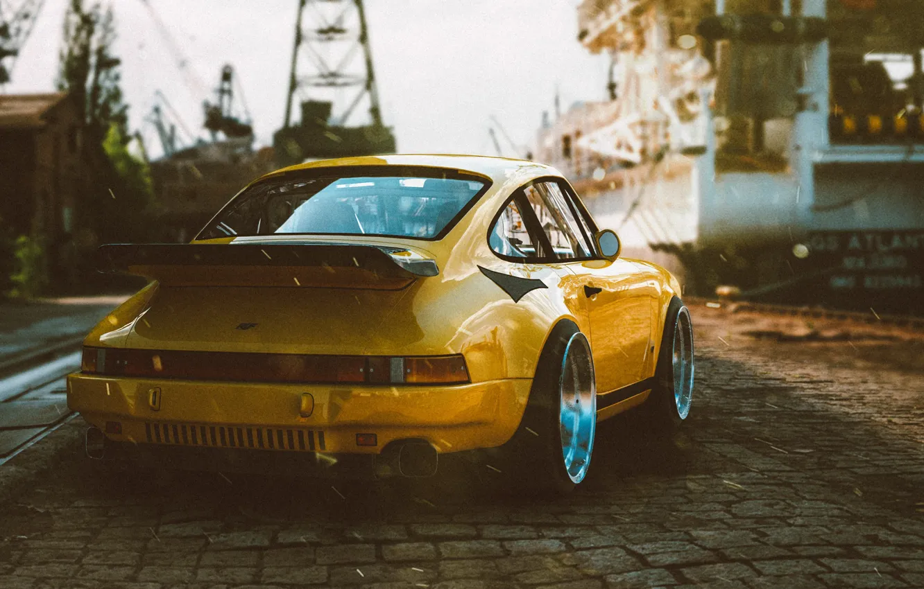 Photo wallpaper Auto, Yellow, 911, Porsche, Retro, Machine, Porsche 911, Porsche 911 Turbo