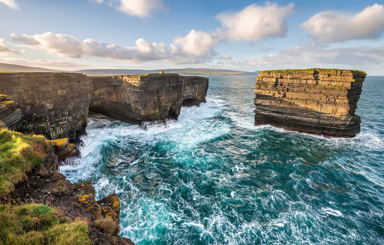 Photo wallpaper the sky, rocks, coast, Ireland, County Mayo