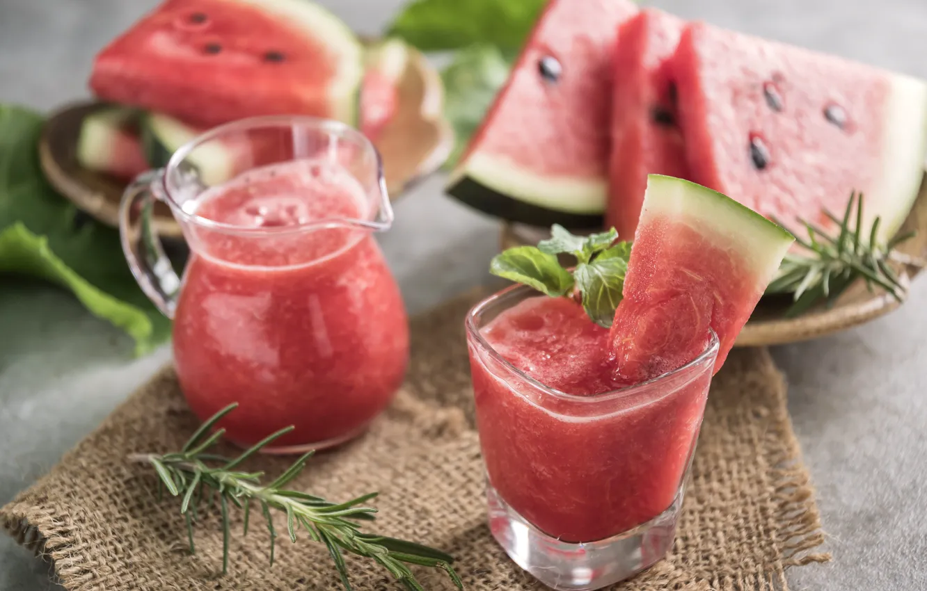 Photo wallpaper watermelon, Cocktail, slice