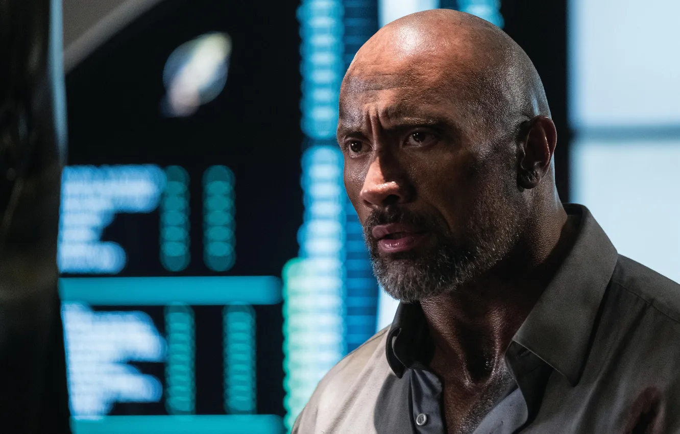 Photo wallpaper frame, skyscrapers, action, skyscraper, Dwayne Johnson, Dwayne Johnson