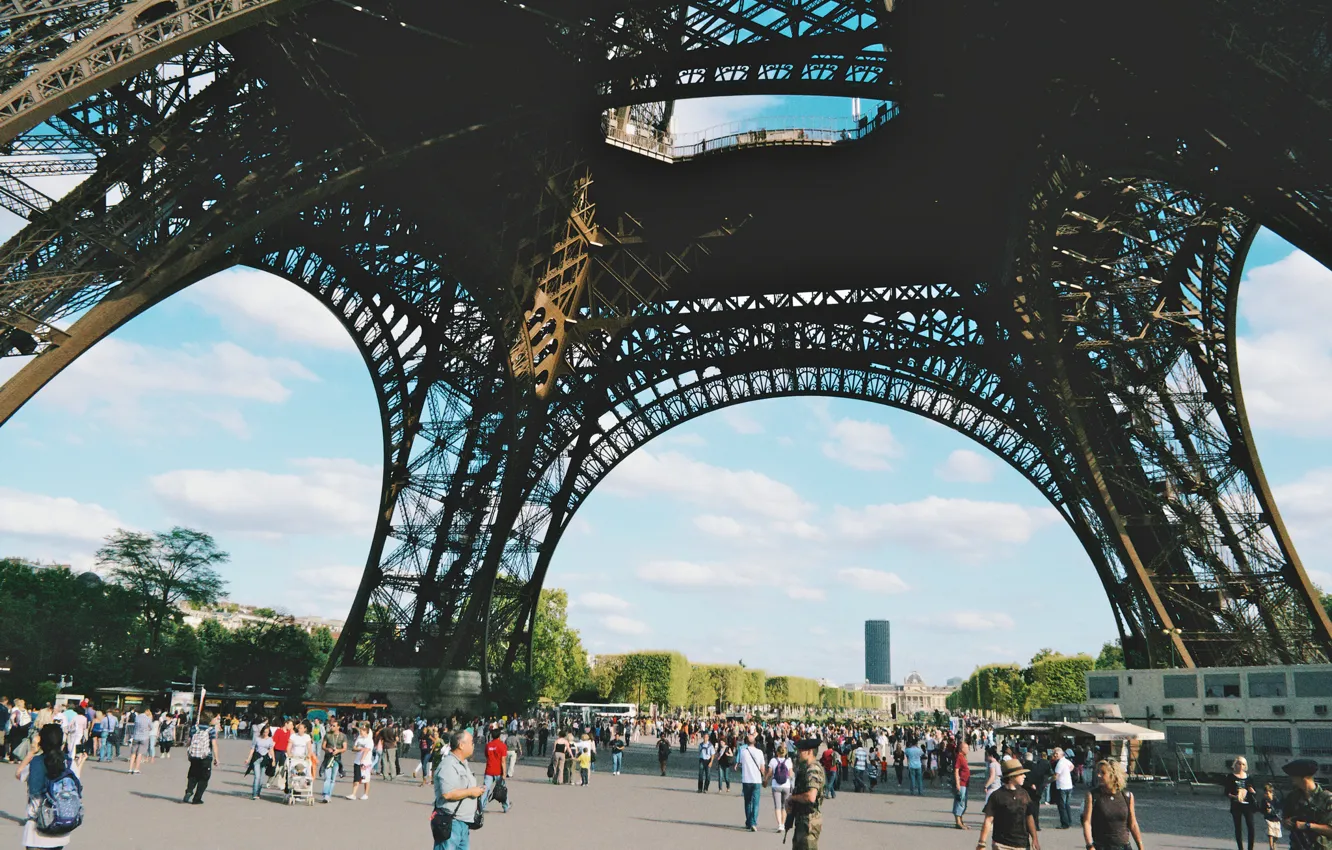 Photo wallpaper people, Eiffel tower, Paris, France, paris, people, tourists
