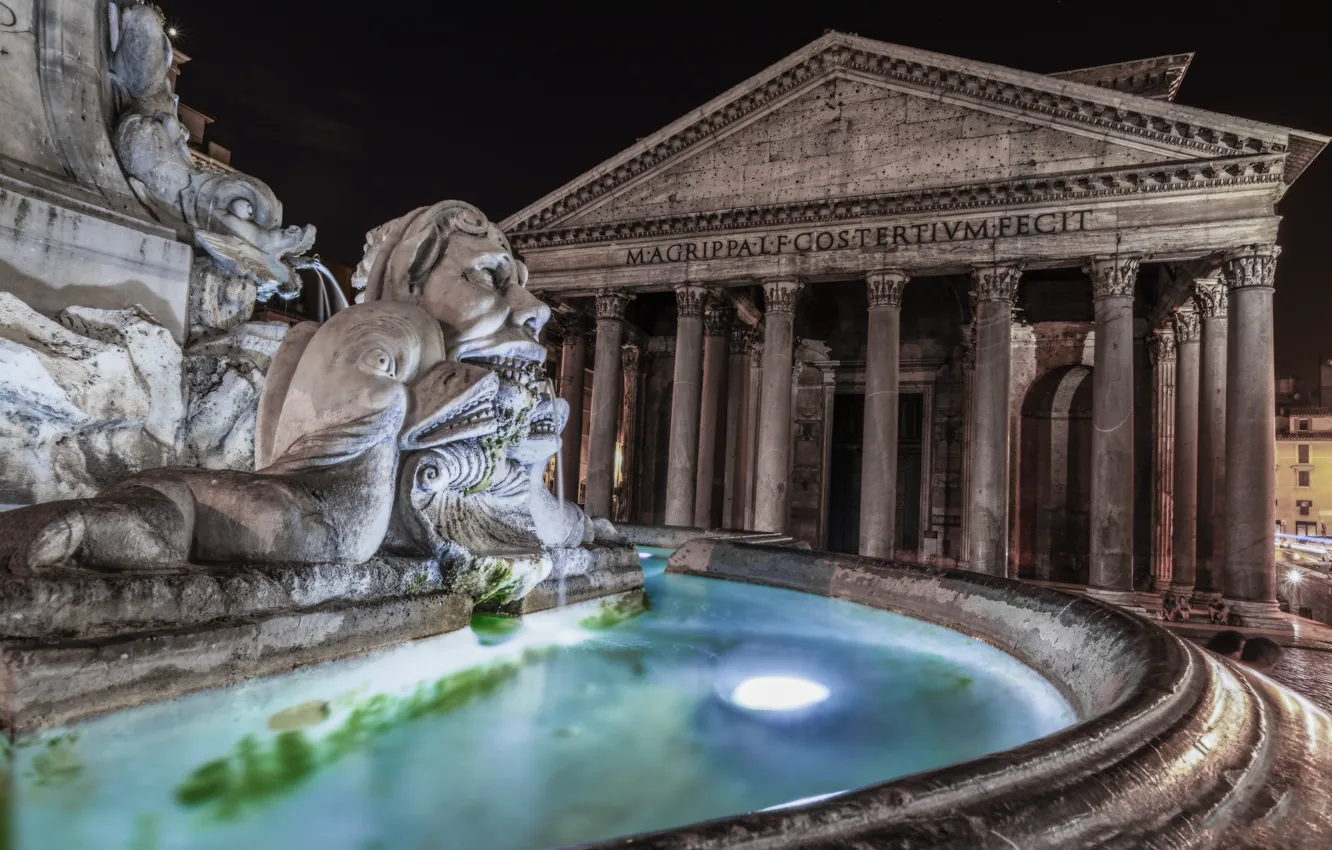 Photo wallpaper Rome, Italy, fountain, Pantheon