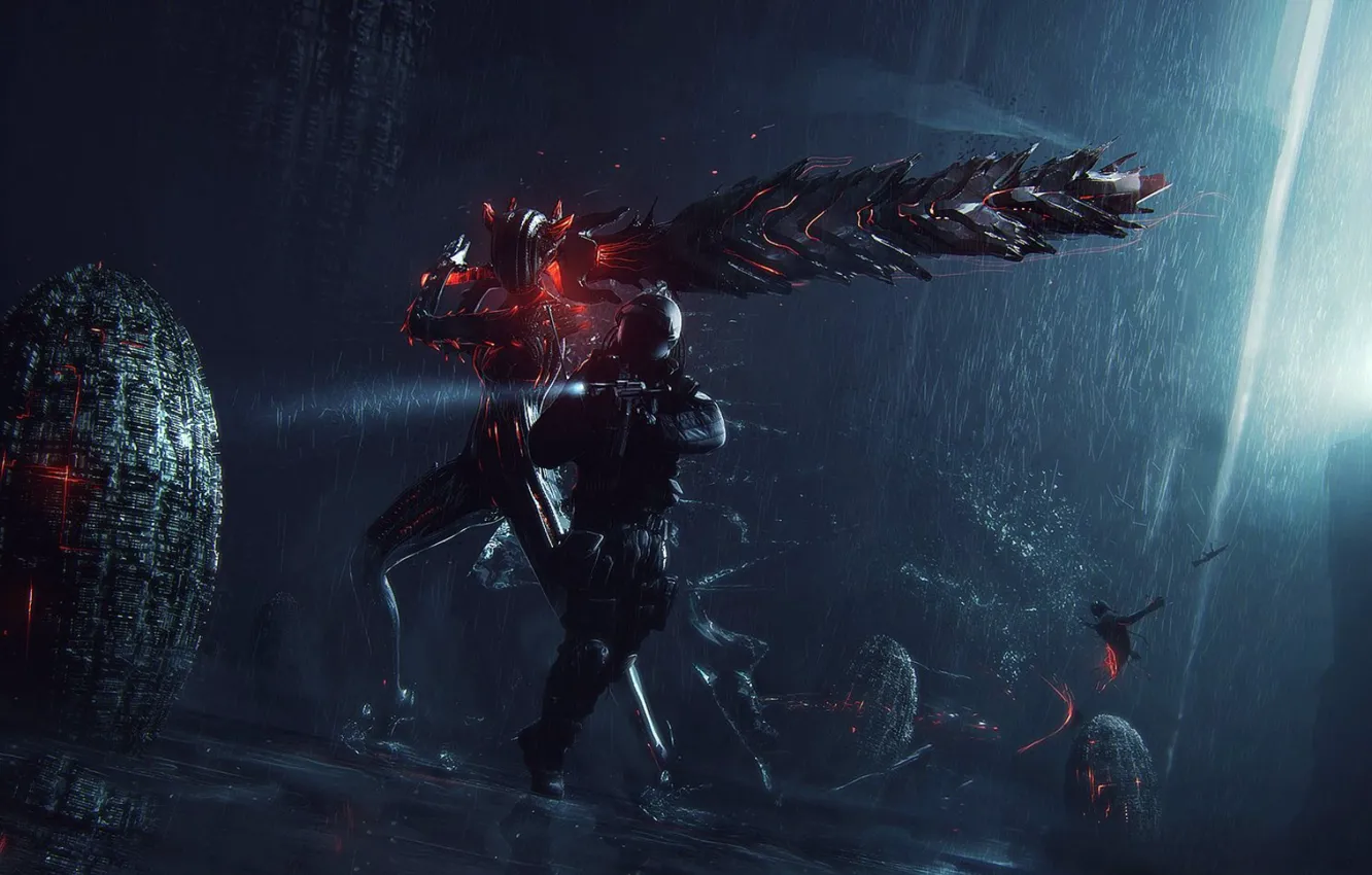 Photo wallpaper being, attack, demon hive, scienci-fi