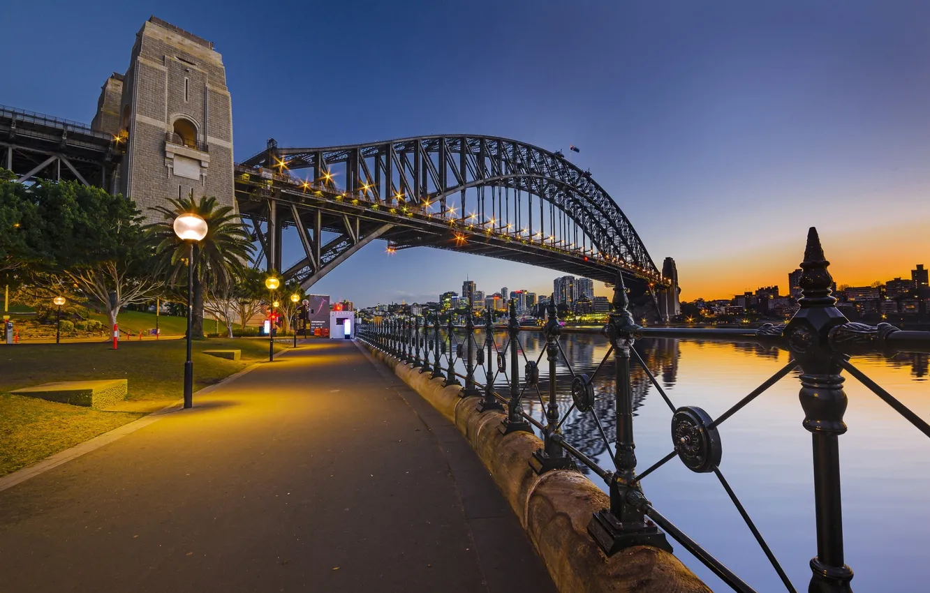 Photo wallpaper the sky, sunset, bridge, Australia, Sydney