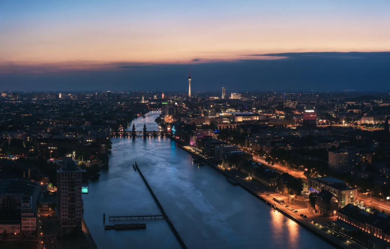 Photo wallpaper tower, river, Germany, Berlin, TV tower