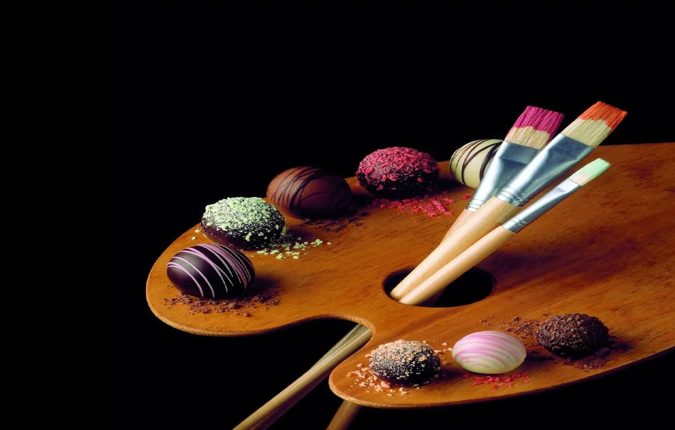 Photo wallpaper background, paint, black, Board, chocolate, candy, sweets, brush