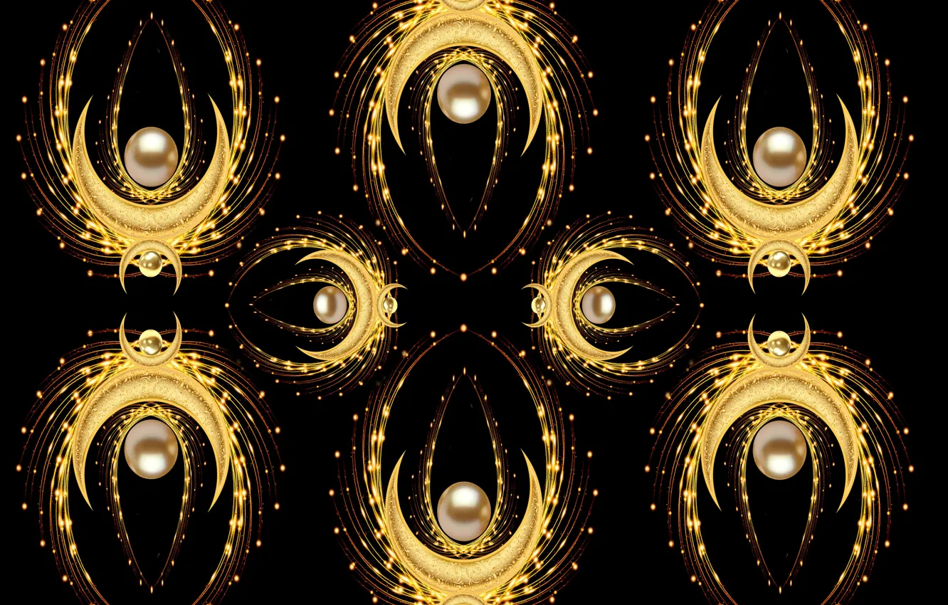 Photo wallpaper gold, black, design, pattern