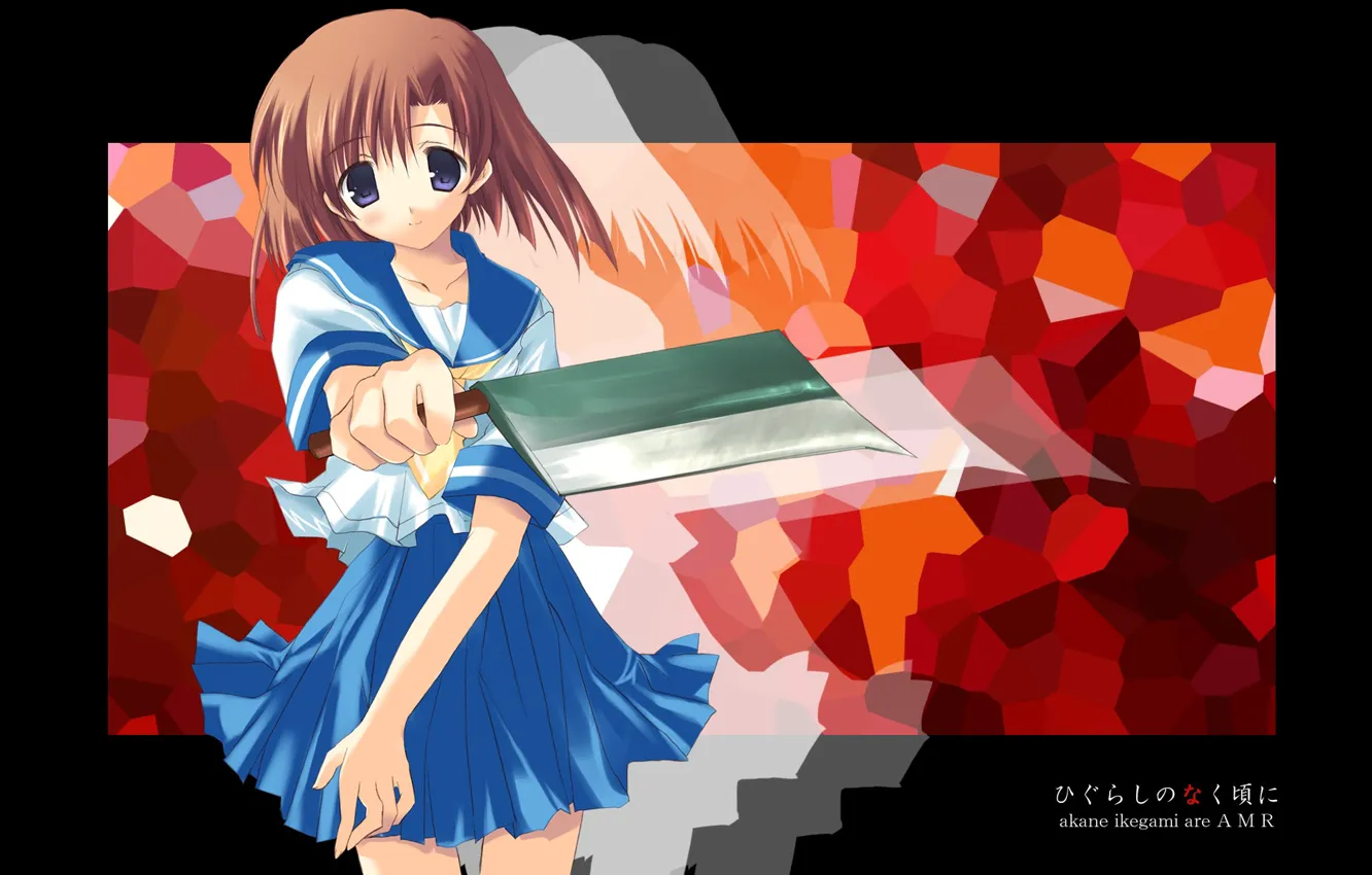 Photo wallpaper blade, schoolgirl, Higurashi no Naku Koro ni, killer, art, cleaver, When the cicadas cry, Rena …