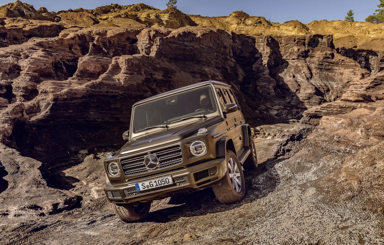 Photo wallpaper Mercedes-Benz, SUV, brown, relief, 2018, G-Class