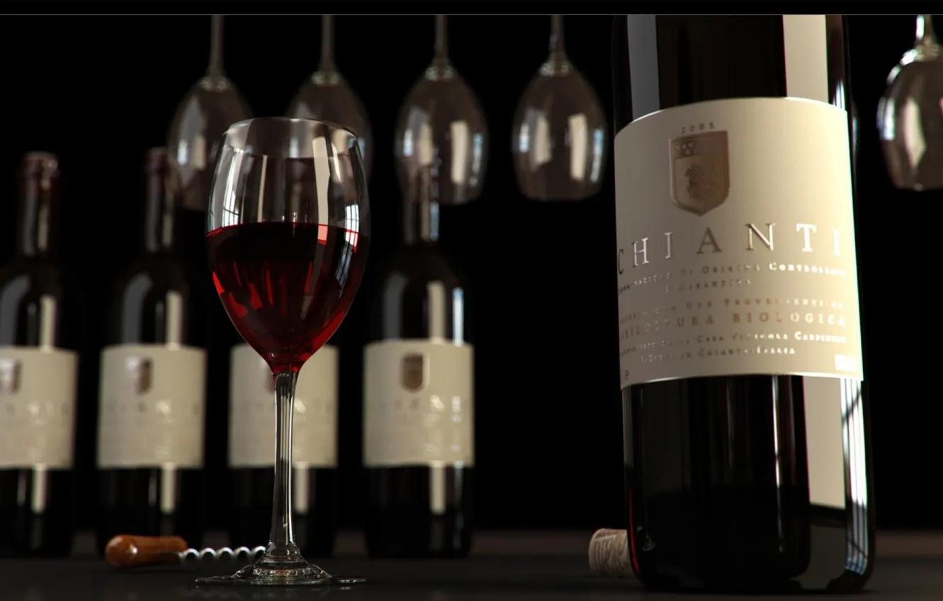 Photo wallpaper wine, glass, bottle