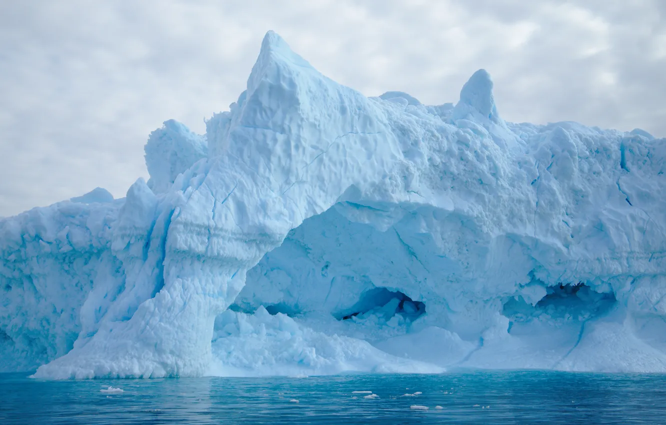 Photo wallpaper ice, winter, sea, clouds, snow, blue, tops, iceberg