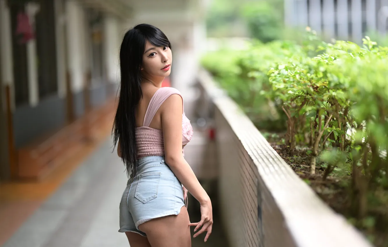 Photo wallpaper look, pose, model, shorts, portrait, makeup, figure, brunette