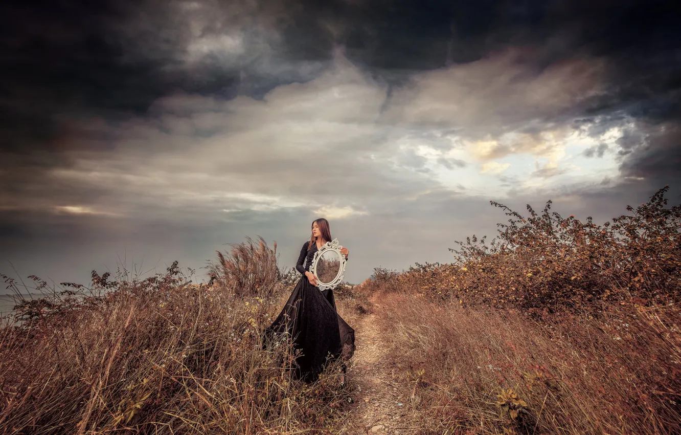 Photo wallpaper look, girl, nature, pose, Asian, Nick Vison