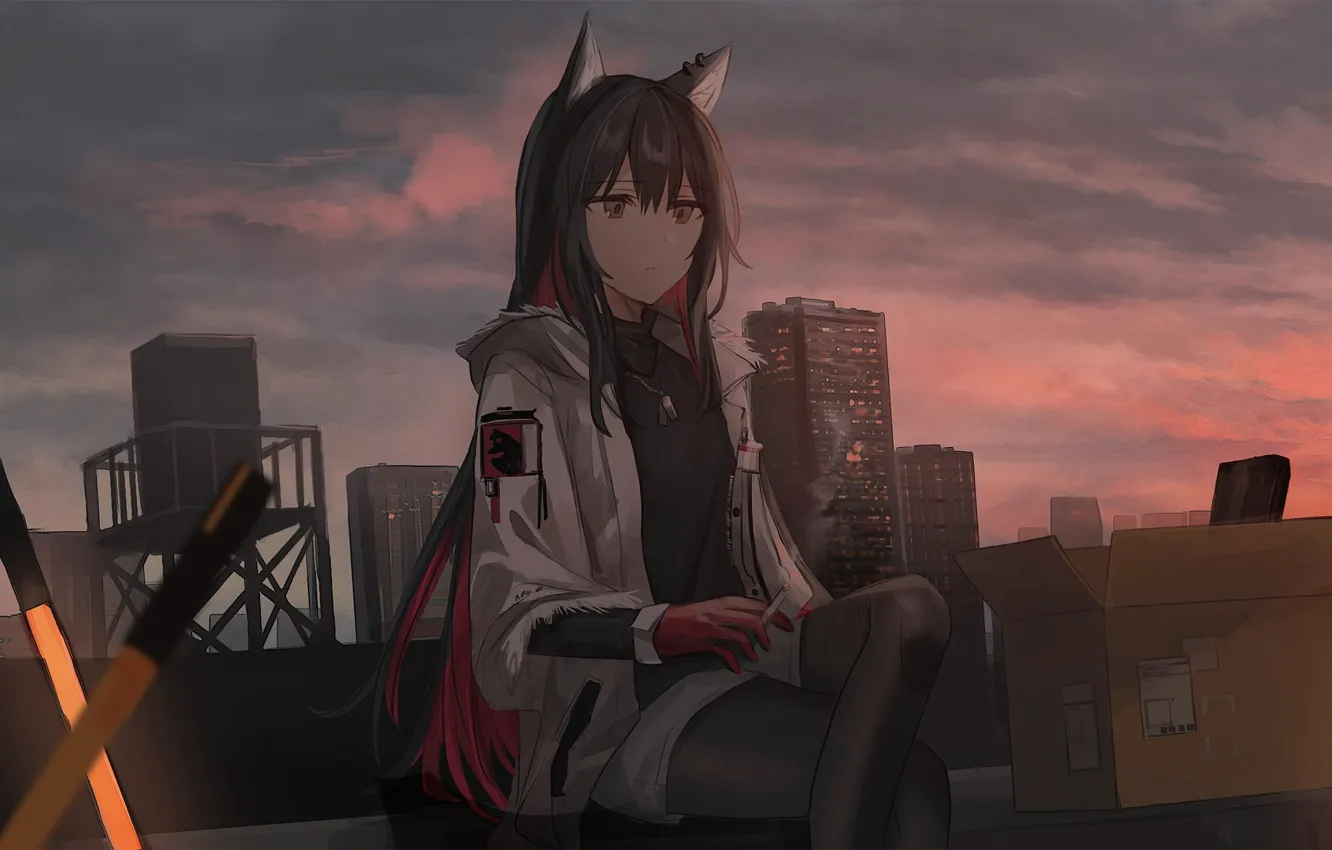 Photo wallpaper girl, neko, Texas, Arknights