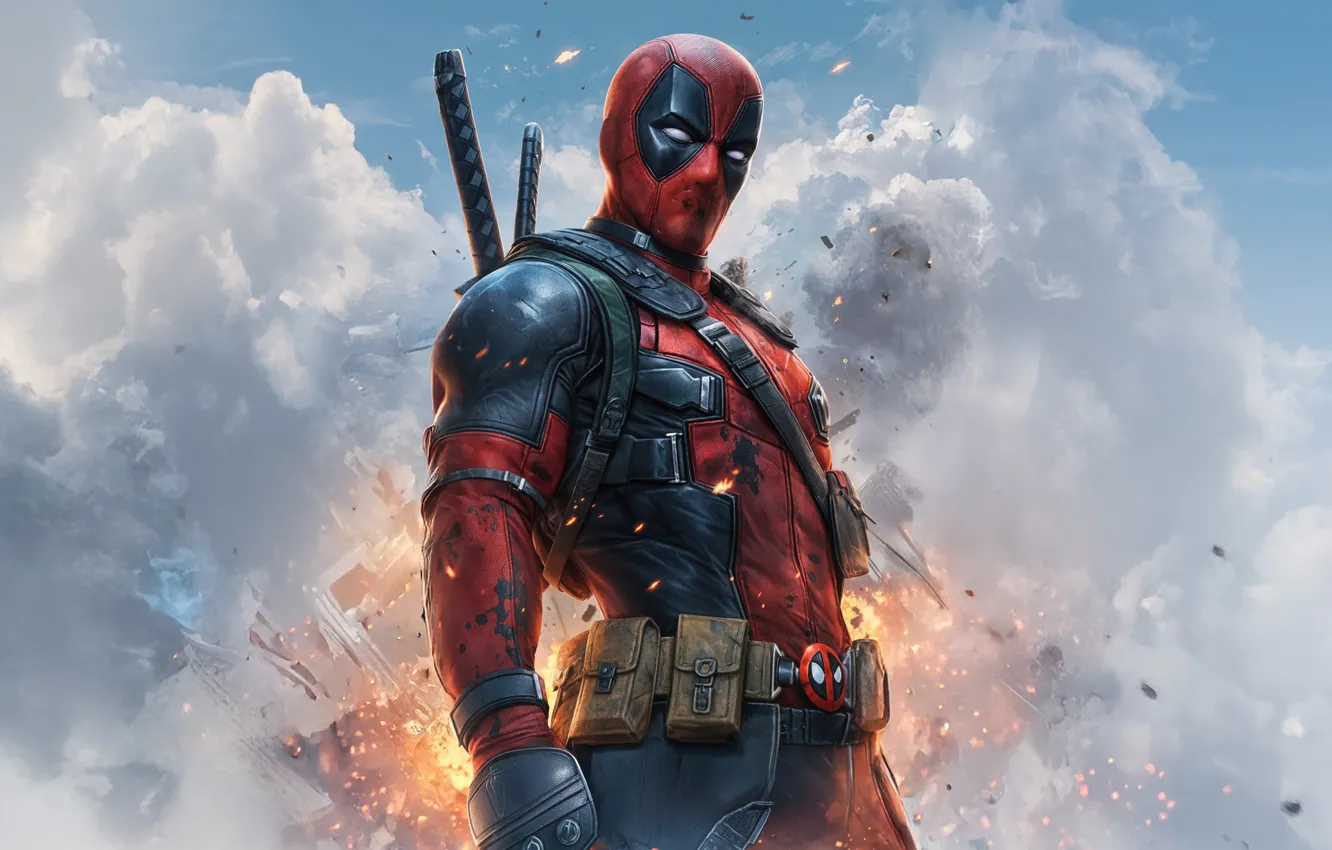 Photo wallpaper Deadpool, Marvel, Superhero